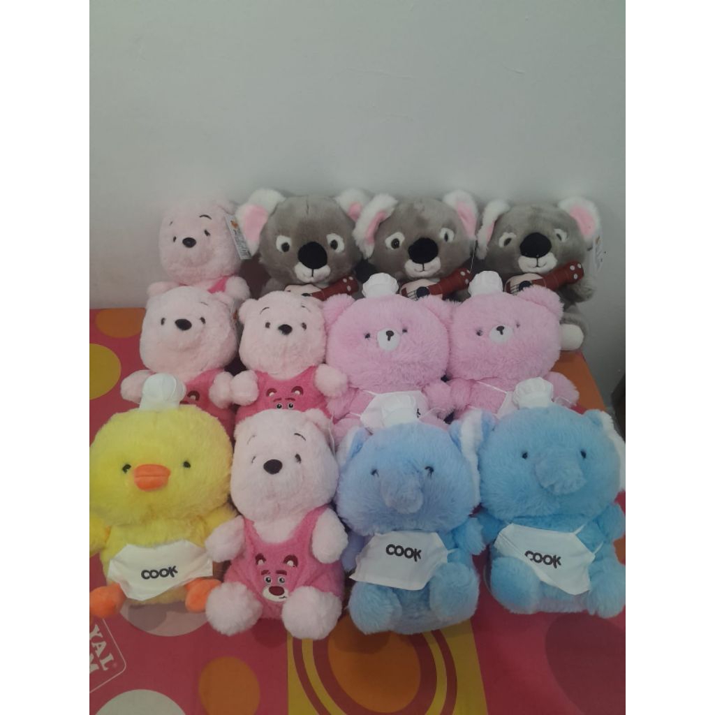 Boneka animal koala elephant gajah boneka bear beruang pink duck bebek winne the Pooh lotso