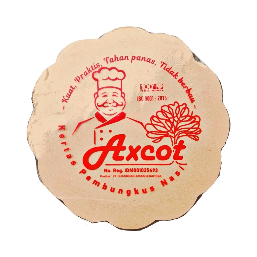 Kertas Nasi Bulat Alas Piring Rotan / Kertas Nasi Coklat Bunga 27 cm Isi 200lemba