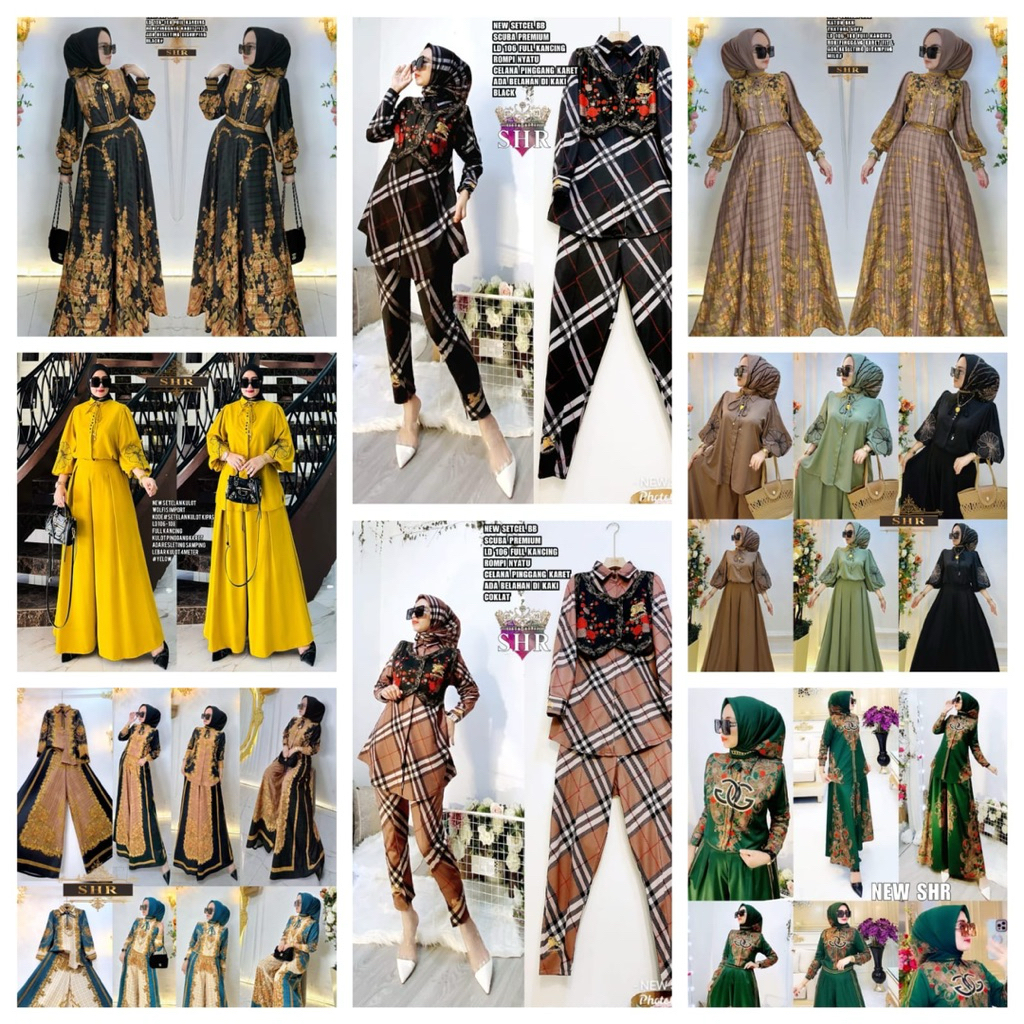 New SHR/syahira hijab ori  set kulot bunga  bangkok+setrok bunga bangkok+Setkulot bunga kipas cantik