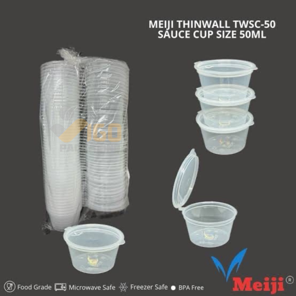 THINWALL SAUCE CUP MEIJI [ISI 50 pcs] Per Pack Tersedia 25ML, 50ML, 100ML, 200ML