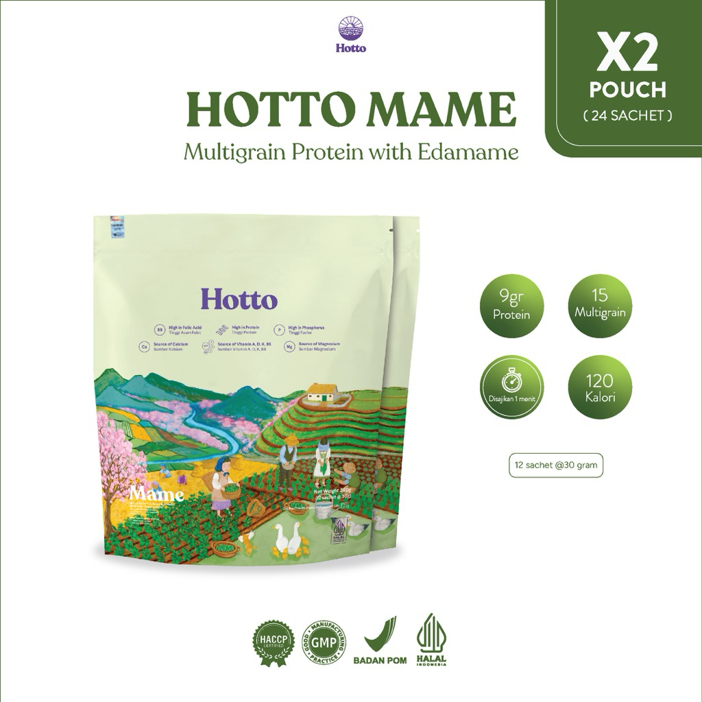 

Hotto Mame 2 Pouch isi 24 Sachet Multigrain dengan Edamame Purple Potato Organik Diet Sehat Sereal Rendah Kalori
