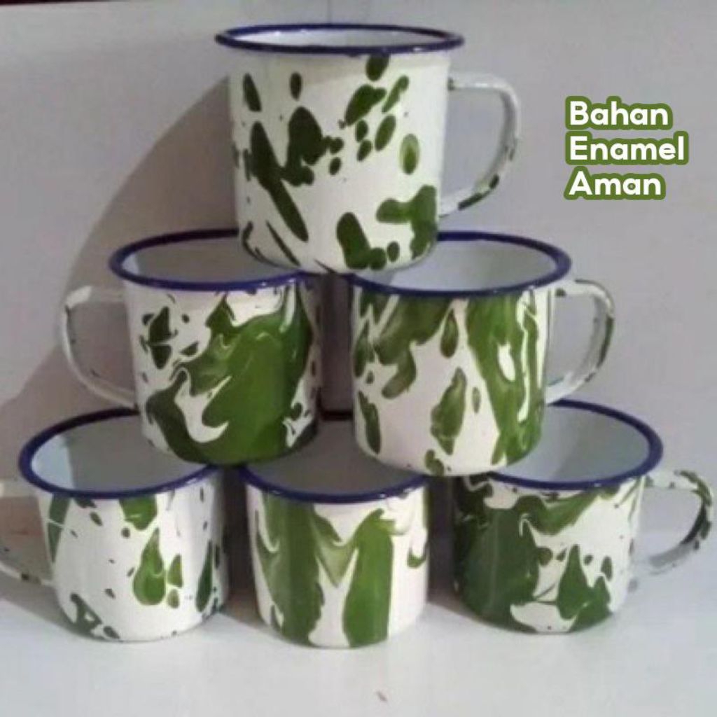 1 LUSIN GELAS Mug Cangkir ENAMEL Blurik  Blirik 7 CM