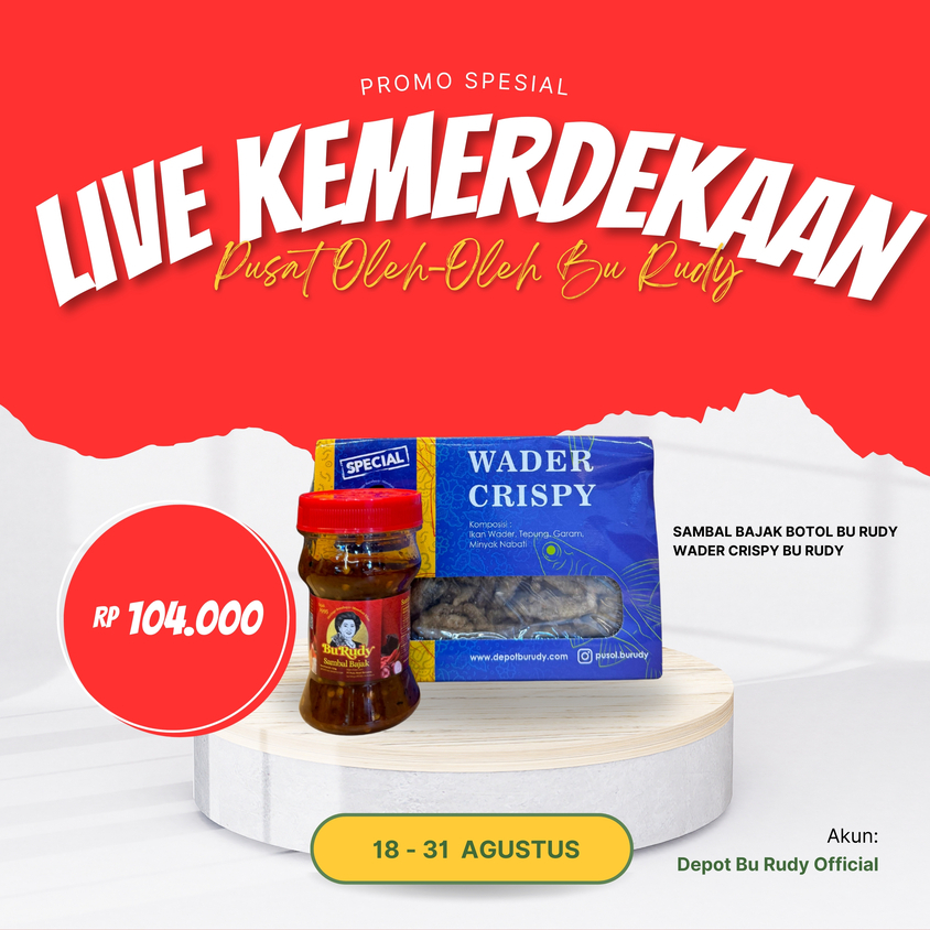 

[LIVE MERDEKA] Paket Juang 2 II Sambal Bajak Botol, Wader Crispy Khas Bu Rudy II Pusat Oleh-Oleh Bu Rudy