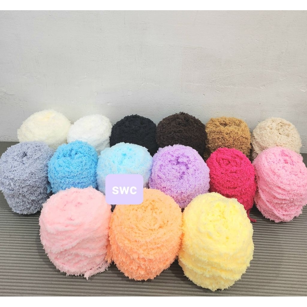 Benang handuk/coral fleece yarn/towel yarn/benang rajut bulu/poppy yarn/benang boneka bulu