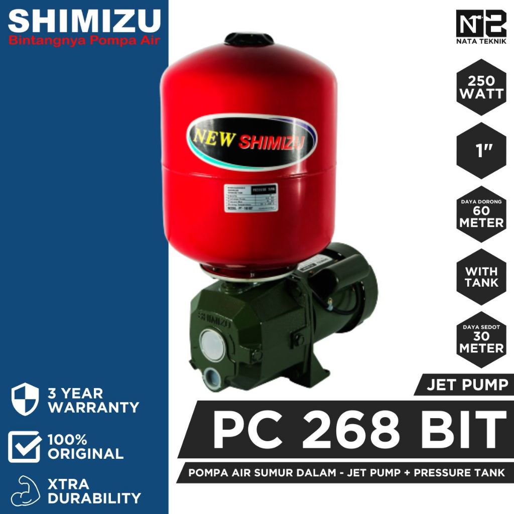 SHIMIZU PC 268 BIT Mesin Pompa Air Sumur Dalam Jet Pump + Tangki SHIMIZU PC 268 BIT