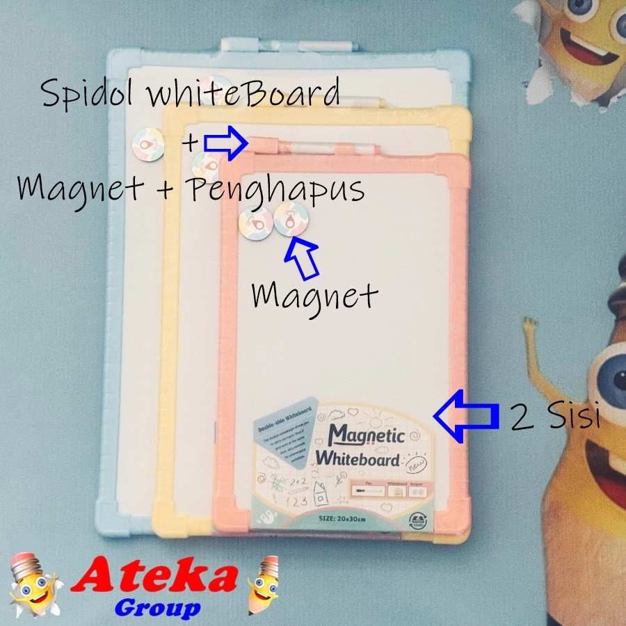 

[1PCS] PAPAN TULIS WHITEBOARD 2 SISI 20X30 25X35 30X40 LENGKAP