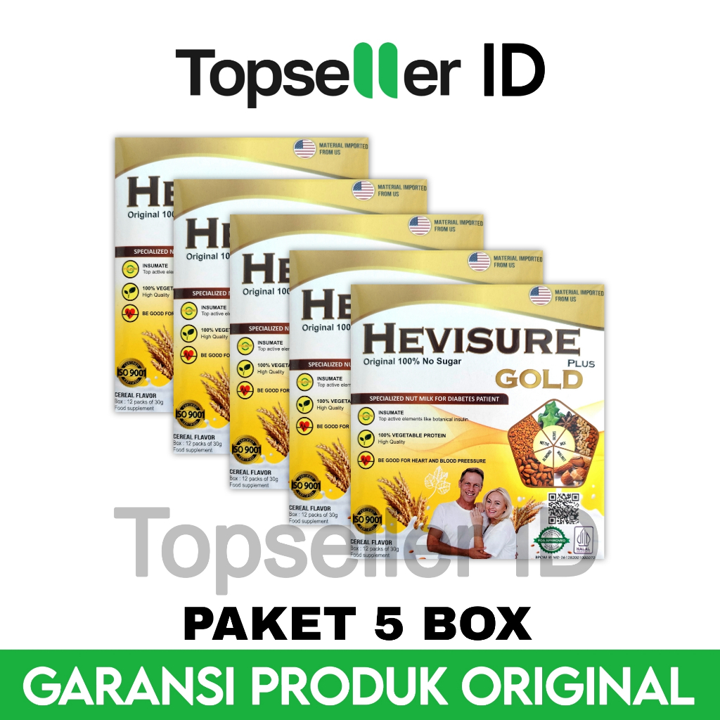 

5 Box Hevisure Gold Susu Diabetes Dan Kencing Manis Original Asli