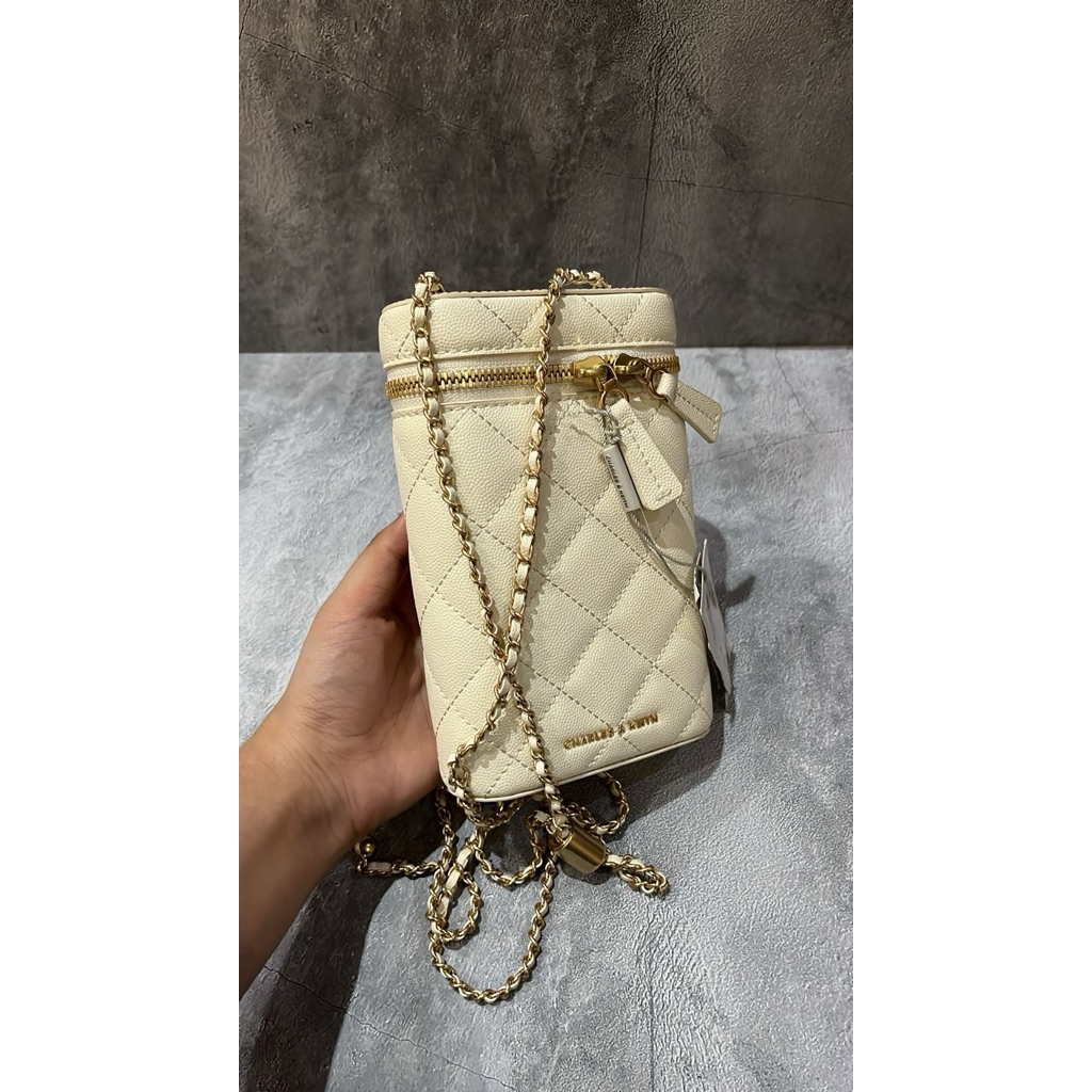 Charles & Keith Phone Bag - Cream (100% Original Store)