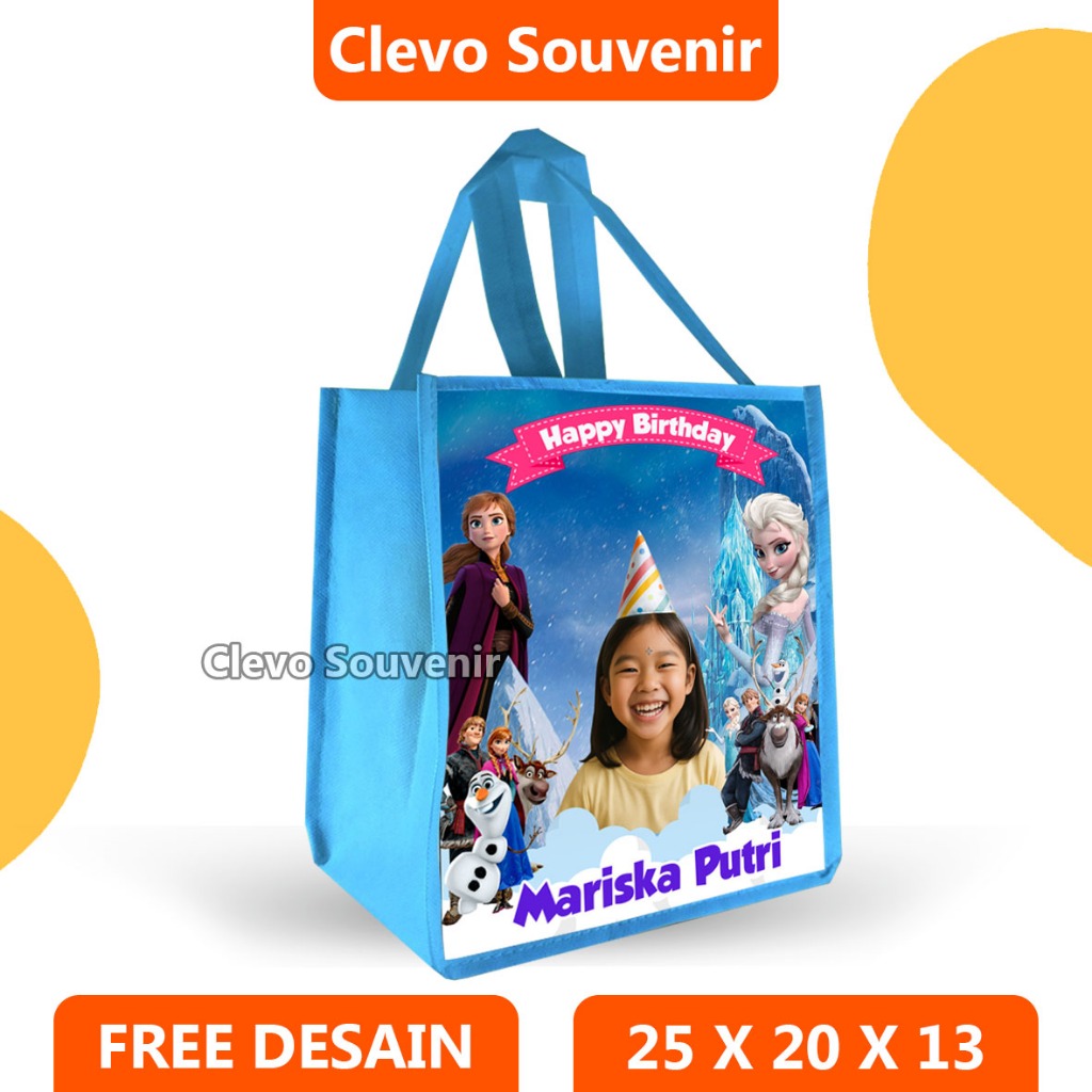 

Tas Ultah Anak Custom Nama & Foto Muat Box KFC Kartun Frozen