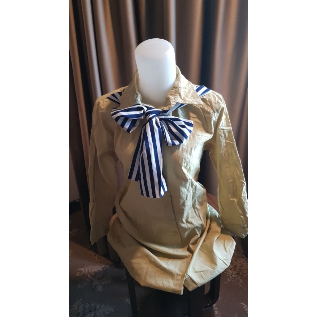 kemeja kuning soft pita biru putih