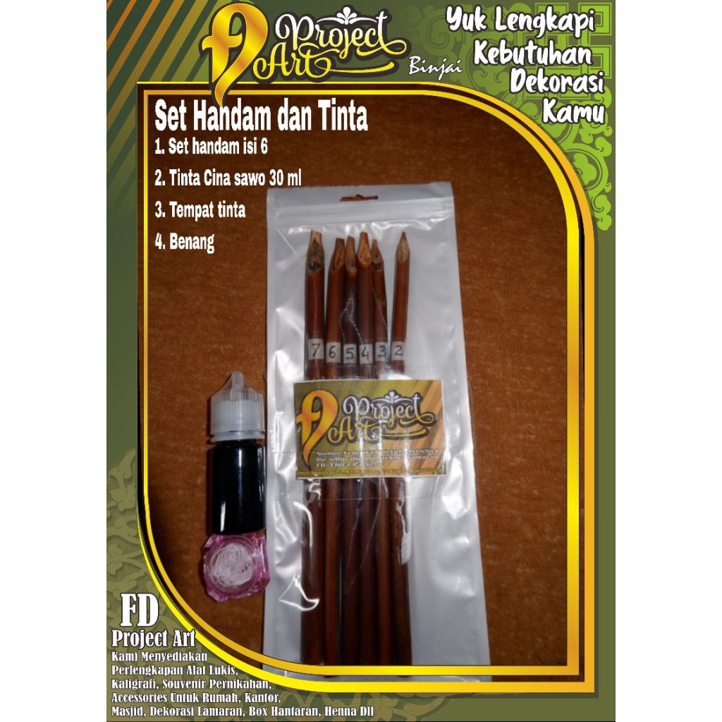 

Alat Kaligrafi Handam set wadah Tinta dan tintanya, cocok untuk belajar kaligrafi pemula