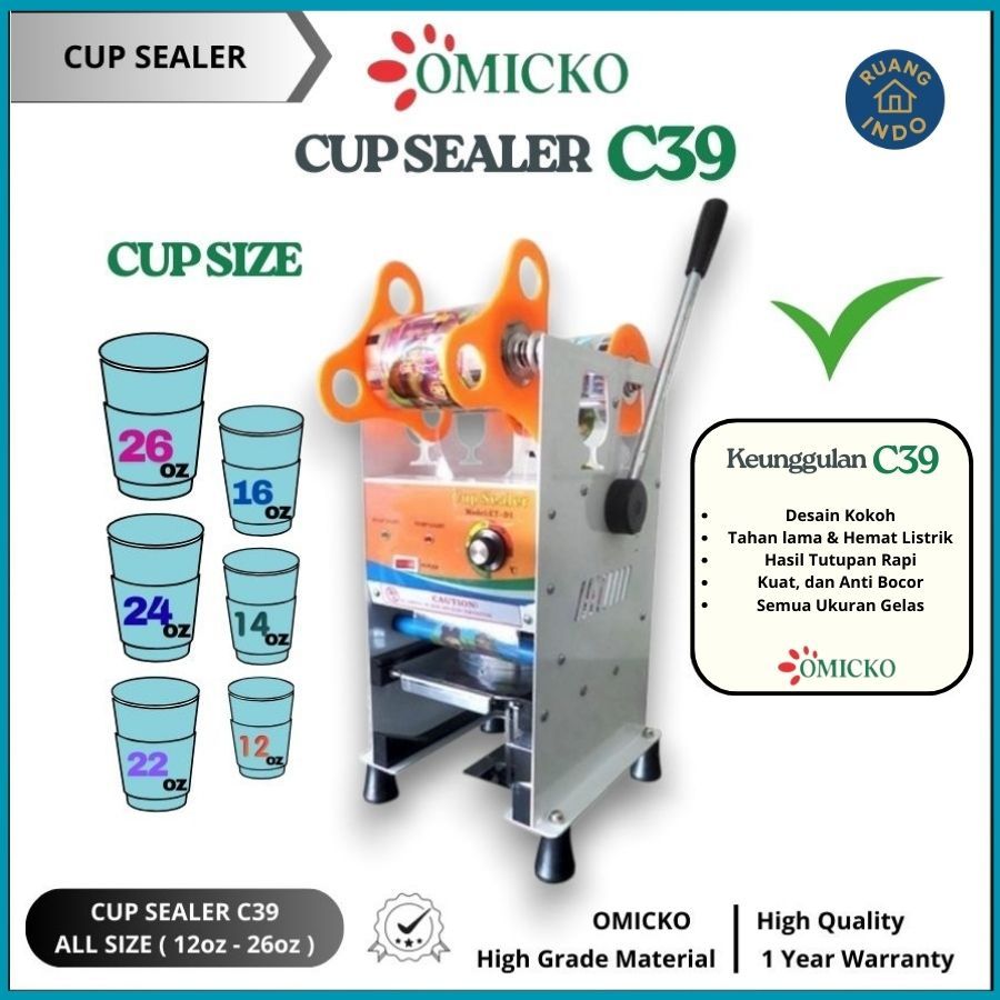 PROMO Mesin Press Cup Plastik Omicko C39 Jumbo – Untuk Gelas Hingga 26oz - Mesin Press Cup Plastik O