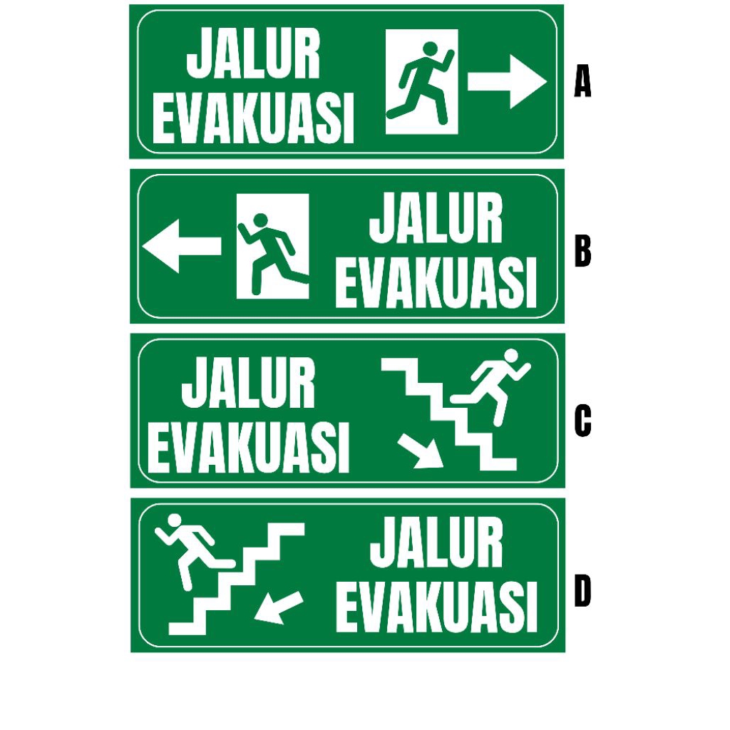 

Sticker Evakuasi/ Stiker Jalur Evakuasi / Sticker rambu Evakuasi/ Sticker arah evakuasi