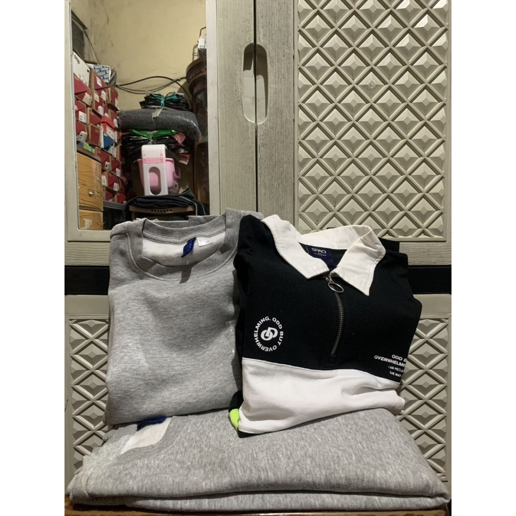 ORIGINAL SWEATSHIRT H&M HALF ZIPPER SPAO RUGBY MULTI COLOUR DIVIDED