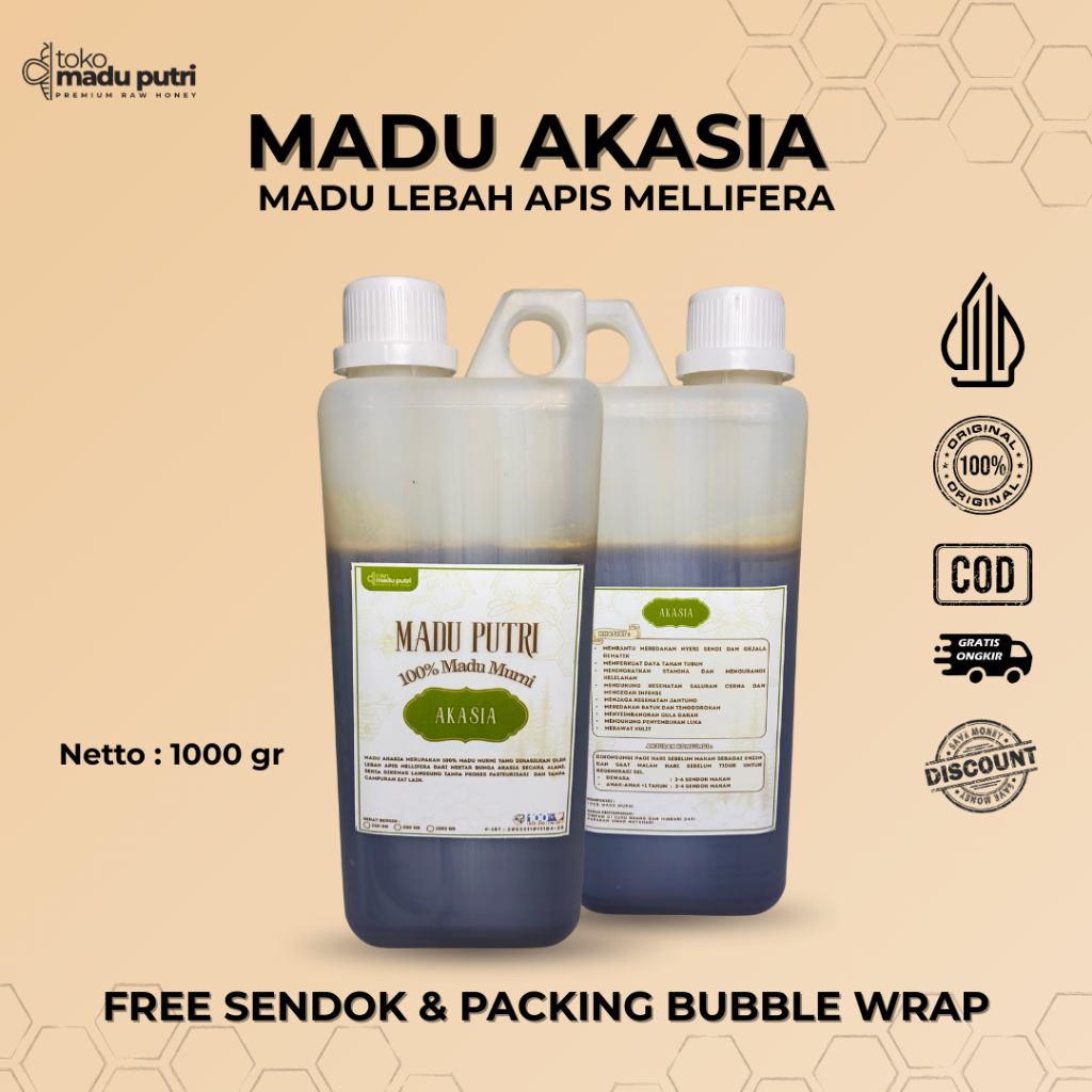 

[100% Alami] Madu Mentah Murni Asli Nektar Akasia 1Kg Grade A Pure Raw Honey