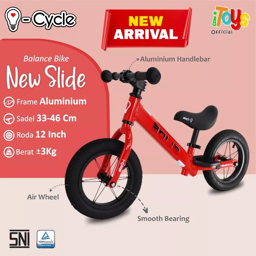 alance Bike ICYCLE (Slide New Version) Push Bike | Sepeda Keseimbangan Anak 12 inch | Race Bike