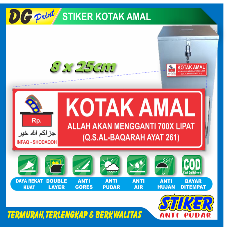 

Stiker anti pudar besar kotak amal sticker identitas tempat uang masjid musholla infak shodaqoh