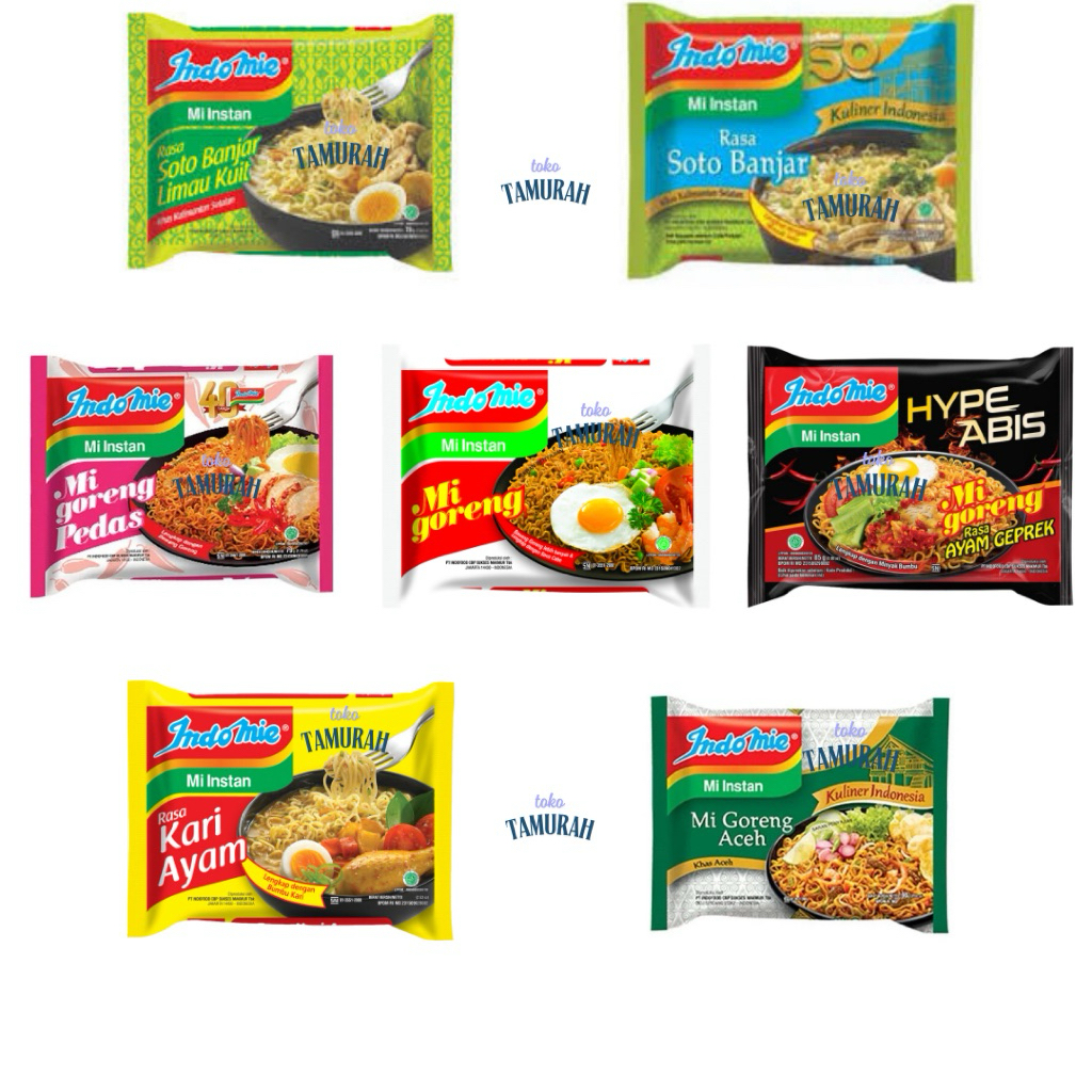 

Mie Instan INDOMIE Goreng | Limau Kuit | Soto Banjar | Aceh | Kari | Geprek | Goreng Pedas