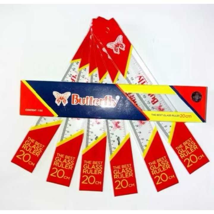 

( 6 BIJI ) Penggaris Mika Plastik Butterfly 20cm