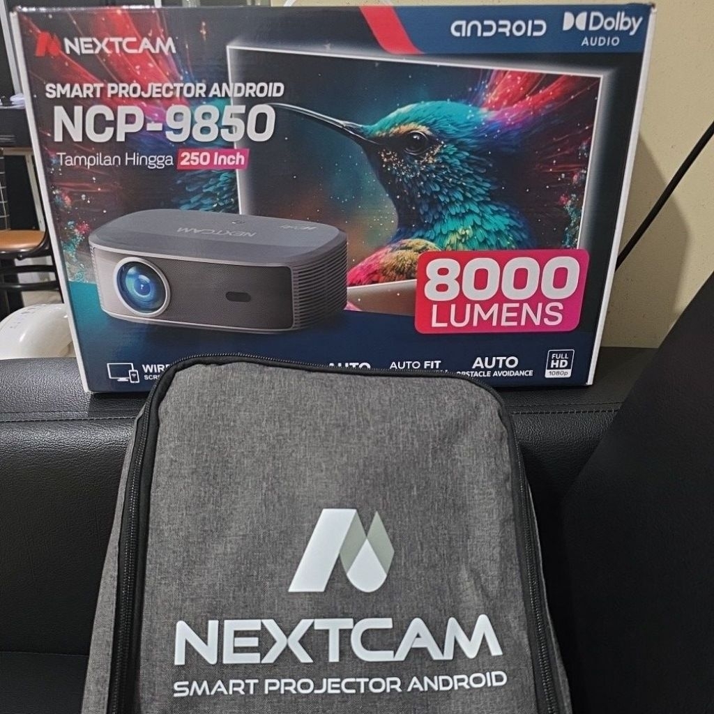 NEXTCAM SMART PROJECTOR ANDROID NCP 9850 TAMPILAN HINGGA 250 INCH 8000 LUMENS GARANSI RESMI