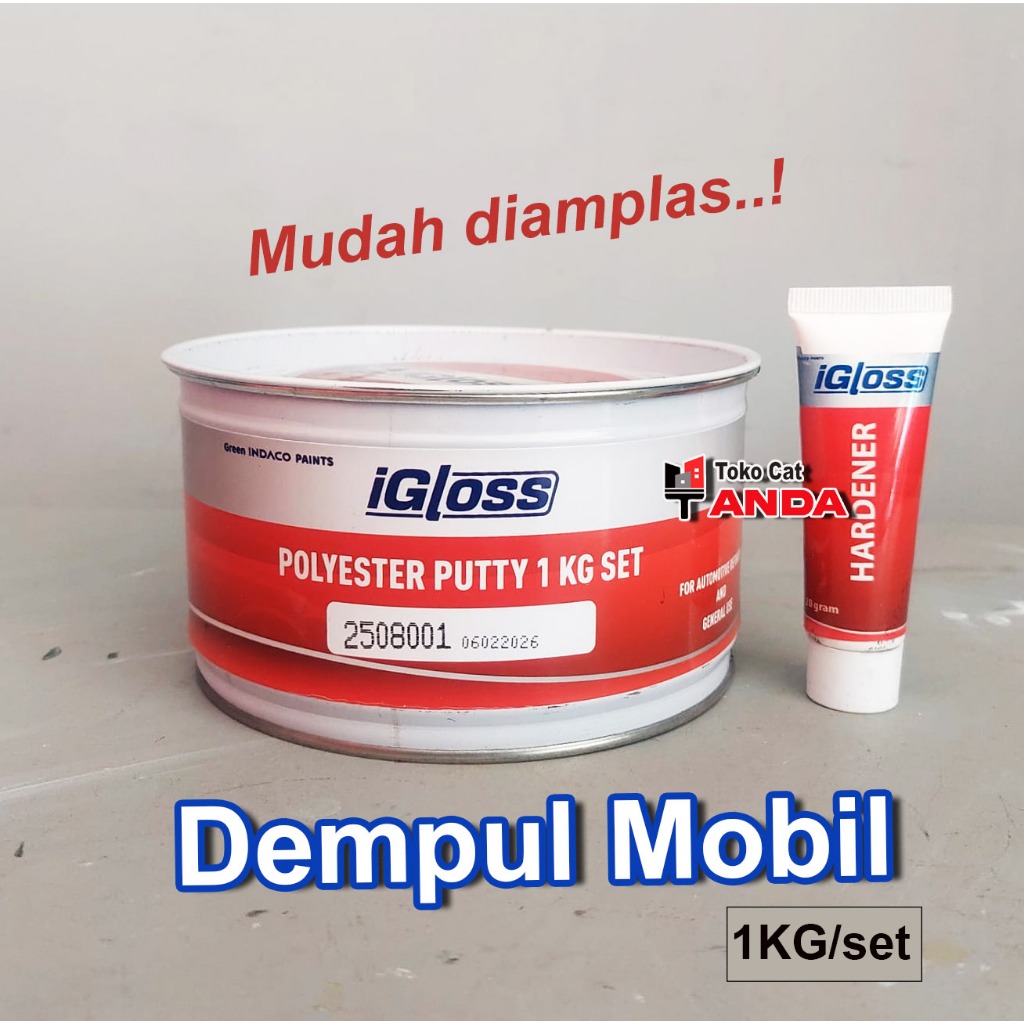 Dempul Mobil 1kg set - Dempul Motor mudah diamplas - dempul IGLOSS - dempul kayu