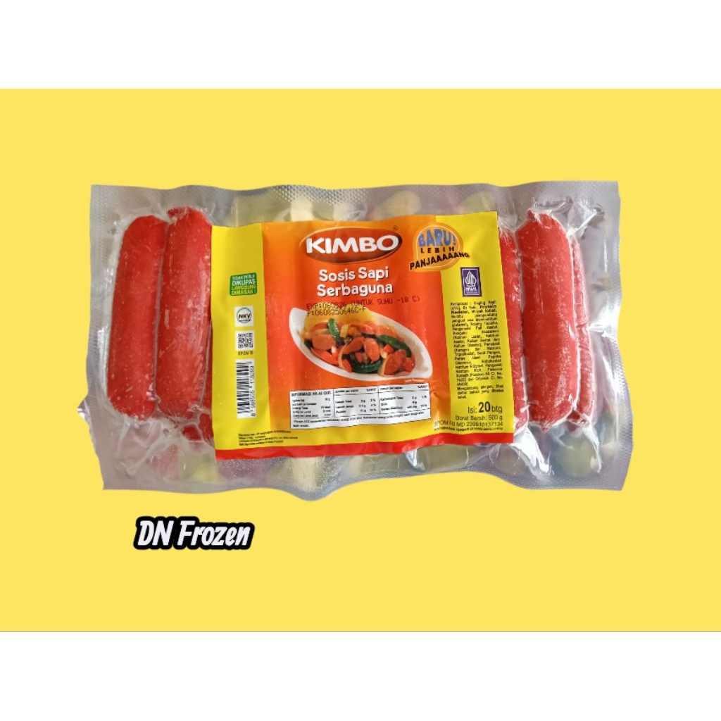 

Kimbo Sosis Sapi Serbaguna Cocktail Panjang isi 20 pcs/pack 500 Gram