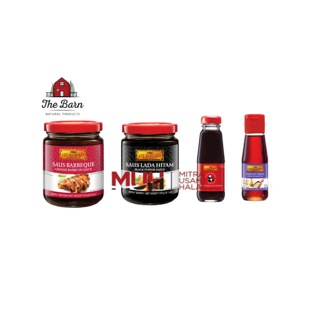 

LEE KUM KEE minyak wijen(sesame oil) 115gr/Char Siu BBQ Sauce 397gr/Saus Lada Hitam (Blackpepper Sauce) 230gr/ Panda Saus Tiram (Oyster Sauce) 145gr