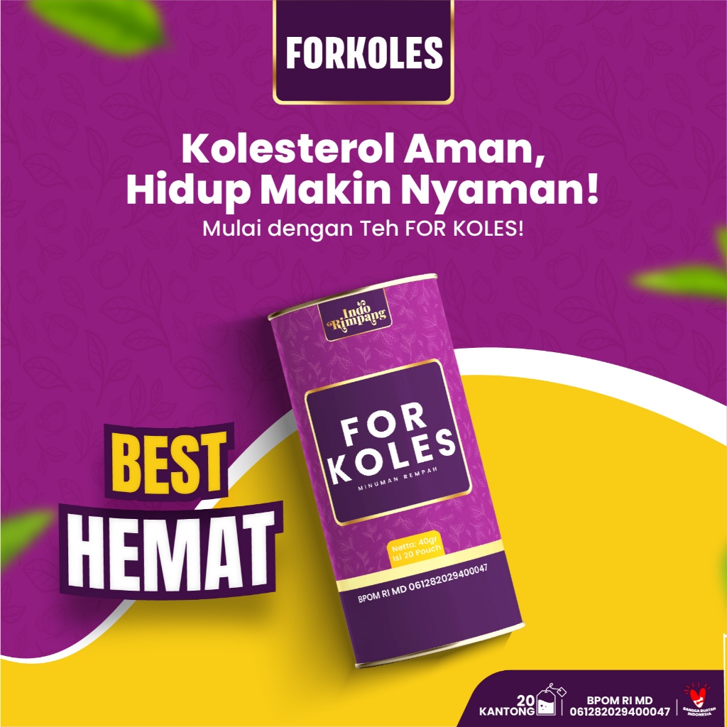 

For Koles - Teh Herbal Kolesterol Seimbang Dengan Temulawak, Rosella, Mengkudu & Daun Salam BPOM