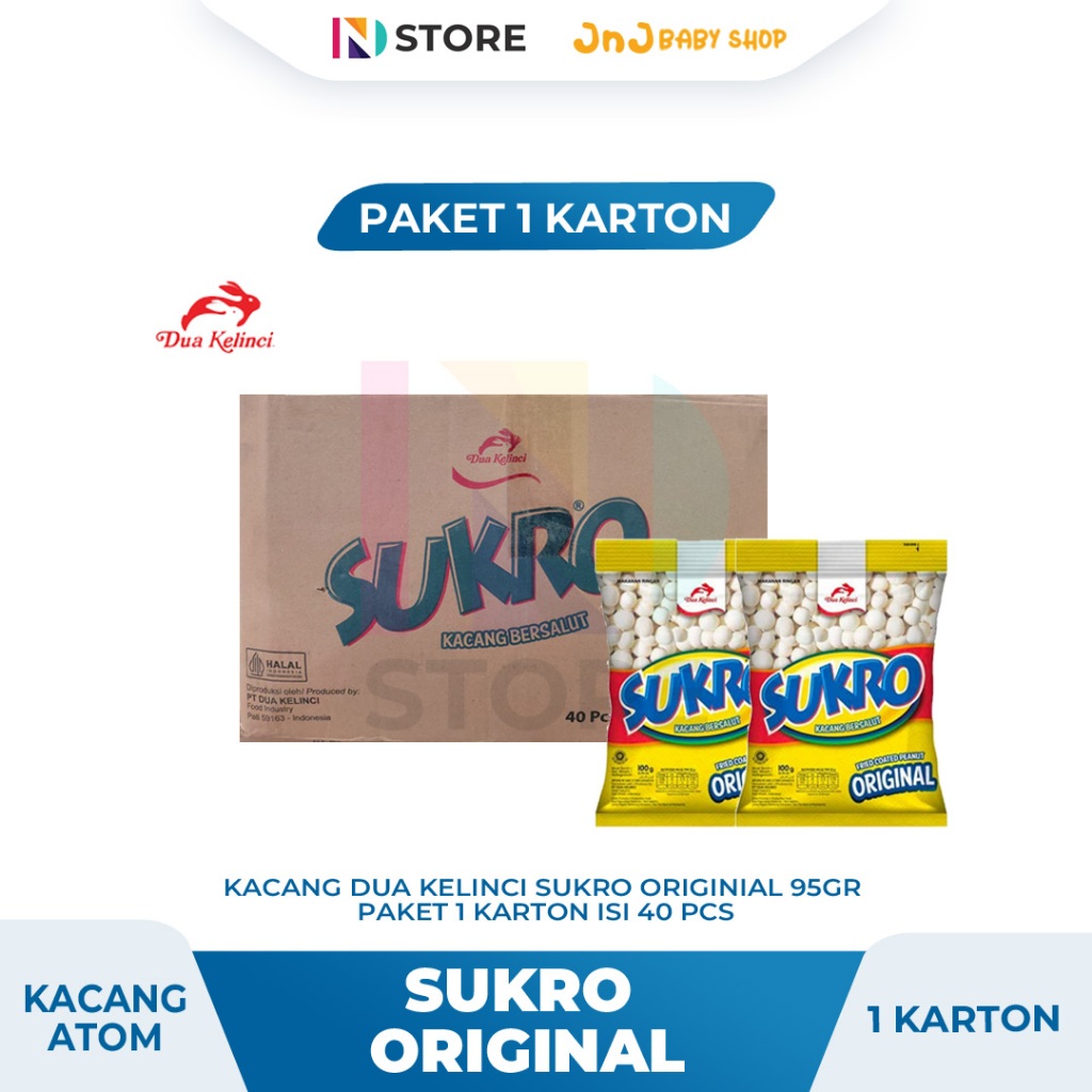 

Sukro Dua Kelinci Kacang Atom Original Kemasan 95gr 1 Karton isi 40 Pcs