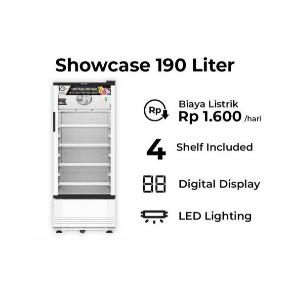 Showcase Polytron SCN 190 | Lemari Pendingin / Chiller 4 Rak 190 Liter