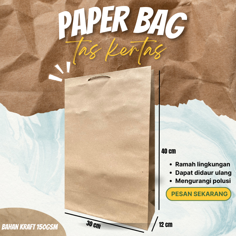 

Paper Bag / Tas Kertas / Go Green Bag Ukuran 30 x 12 x 40CM