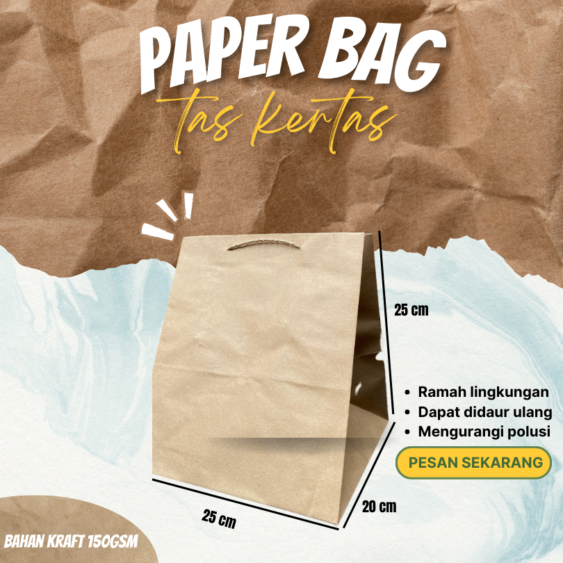 

Paper Bag / Tas Kertas / Go Green Bag Ukuran 25 x 20 x 25CM