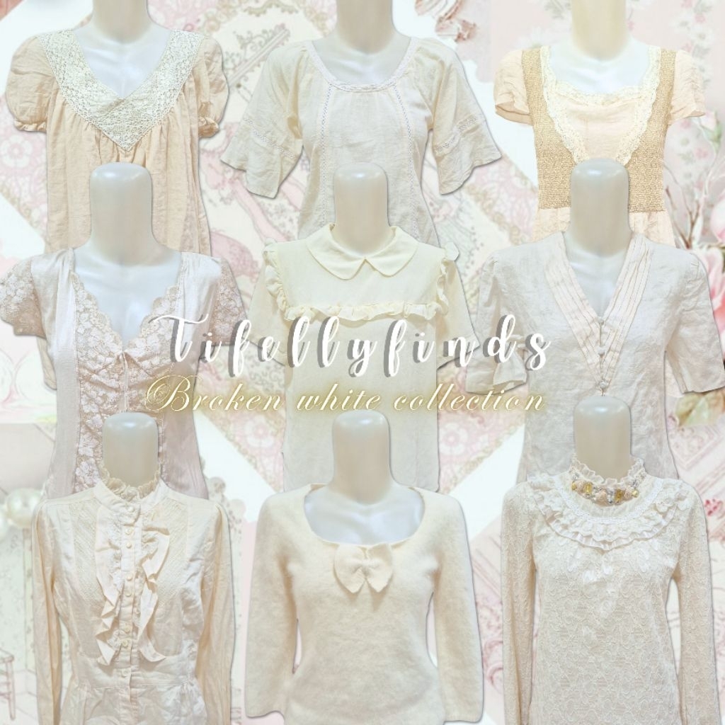 broken white cream blouse top y2k milkmaid lace renda cottagecore fairycore coquette gyaru shabby ac