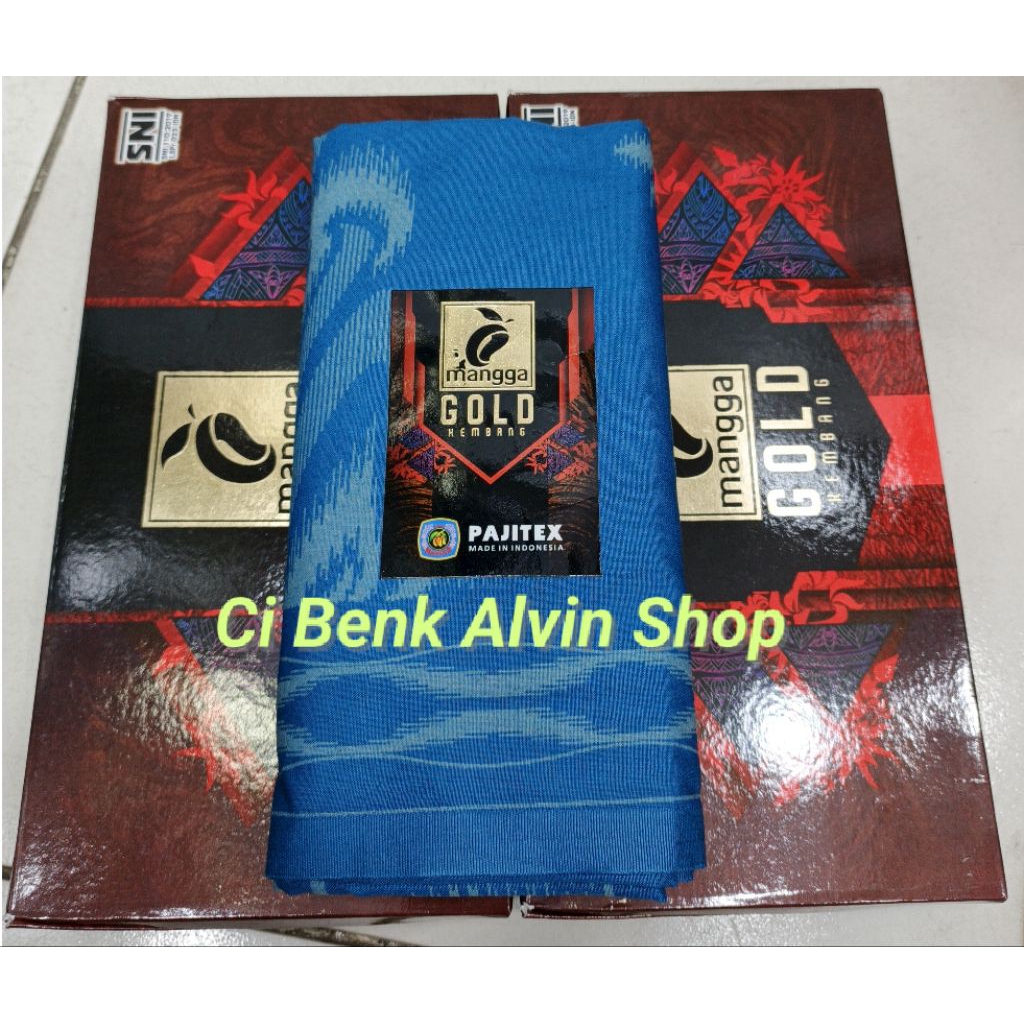 Sarung Mangga Gold Kembang Khusus Biru Muda Full Kembang Terbaru