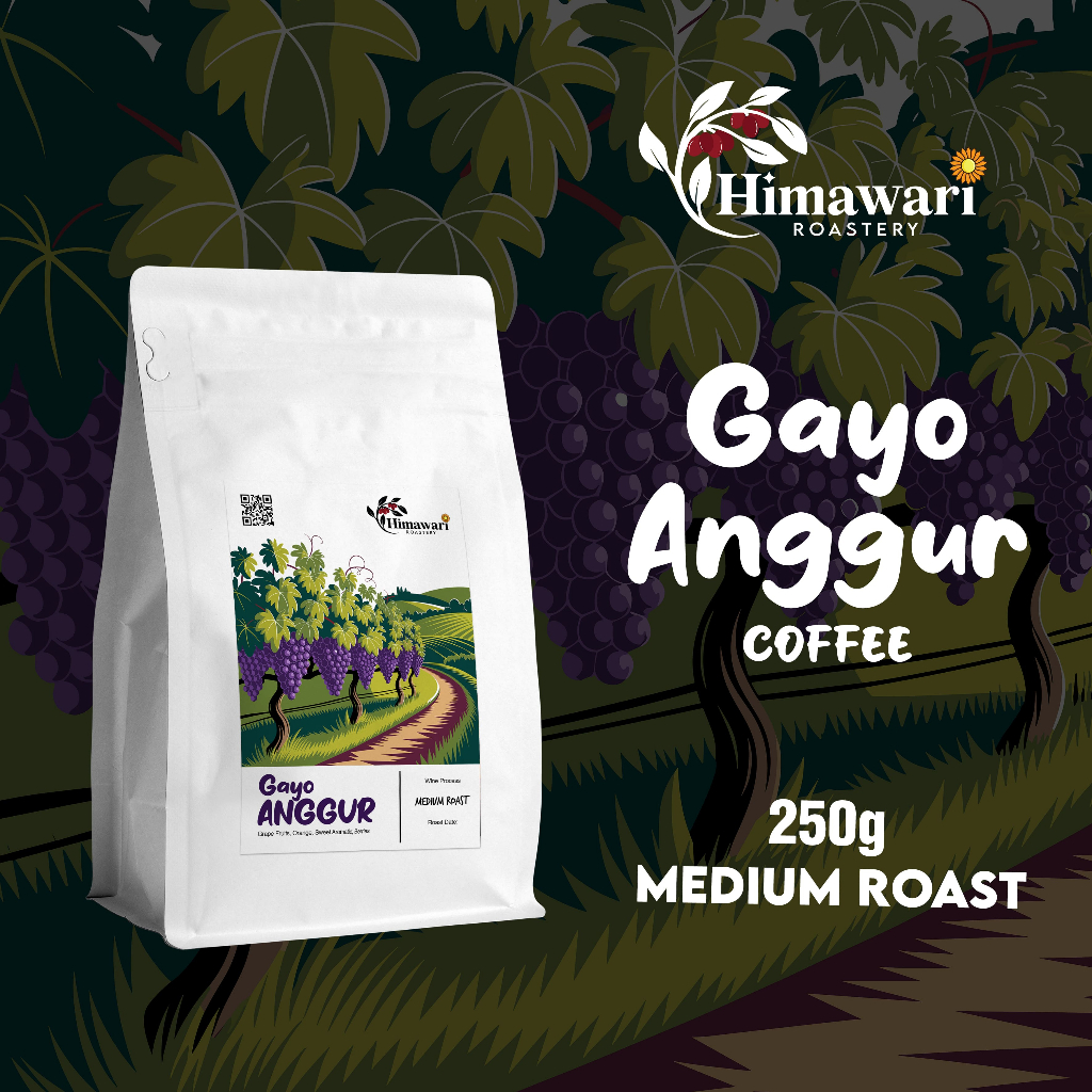Himawari Kopi Arabika Gayo Anggur Wine Process Biji Kopi dan Bubuk Kopi 250 gram