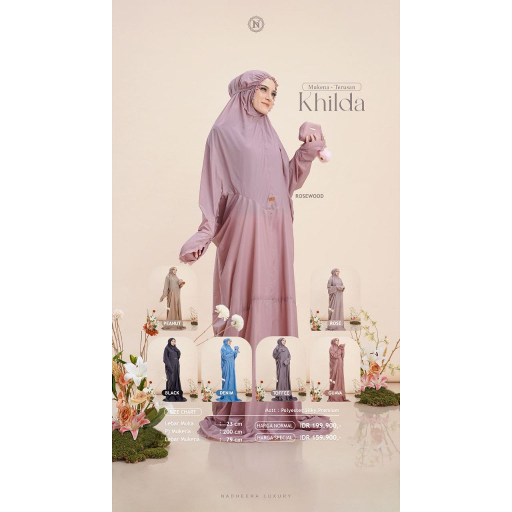 NADHEERA KHILDA MUKENA TERUSAN / MUKENA DEWASA / MUKENA TRAVEL / MUKENA MINI / MUKENA TRAVEL MINI / 