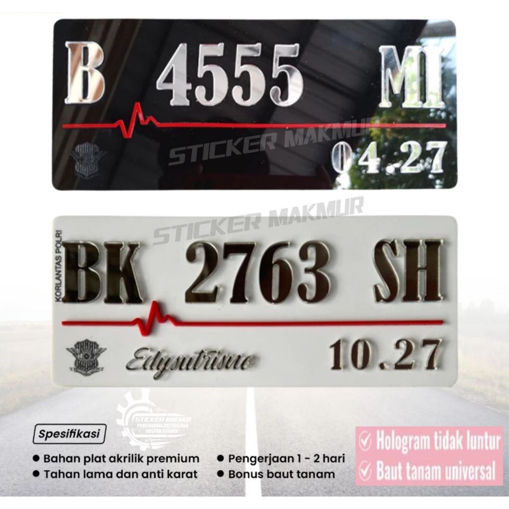 Plat nomor motor krom Premium / Plat Nomor Timbul Aklirik chrome / Plat Nomor Motor Variasi / Plat N