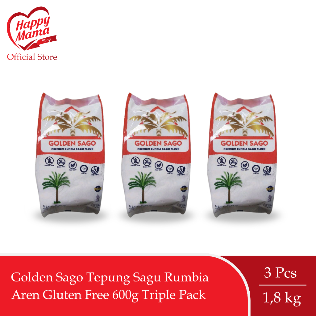 

Golden Sago Tepung Pati Sagu Rumbia (Sagu Aren) Gluten Free 600g Triple Pack