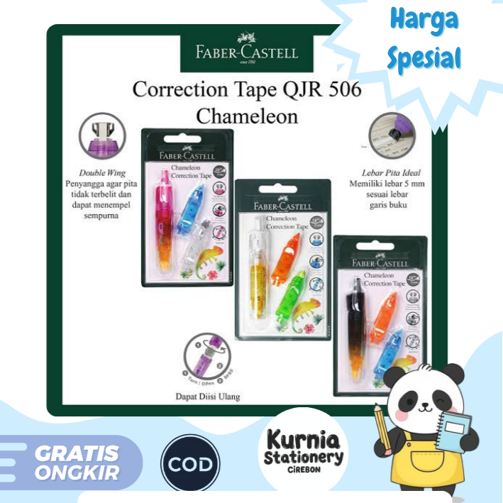 

Faber Castell Correction Tape Chameleon/ Tip-ex Pita + Refil 153328