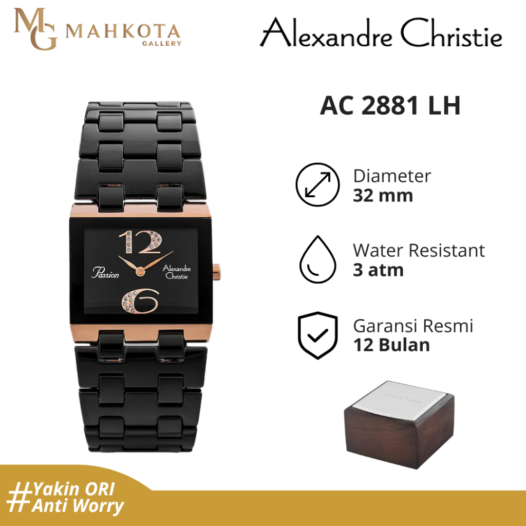 Jam Tangan Wanita Alexandre Christie AC 2881 LH Tali Keramik Original Bergaransi Jam Tangan Palemban