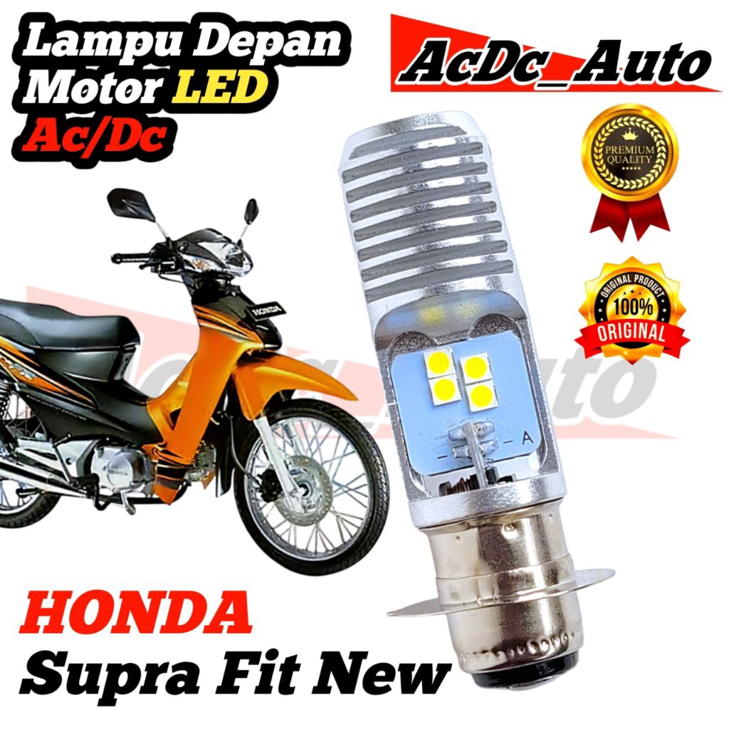 Lampu Depan Motor Honda Supra Fit New LED Putih Ac/Dc Pengganti Dop/Bohlam Standart WrT19