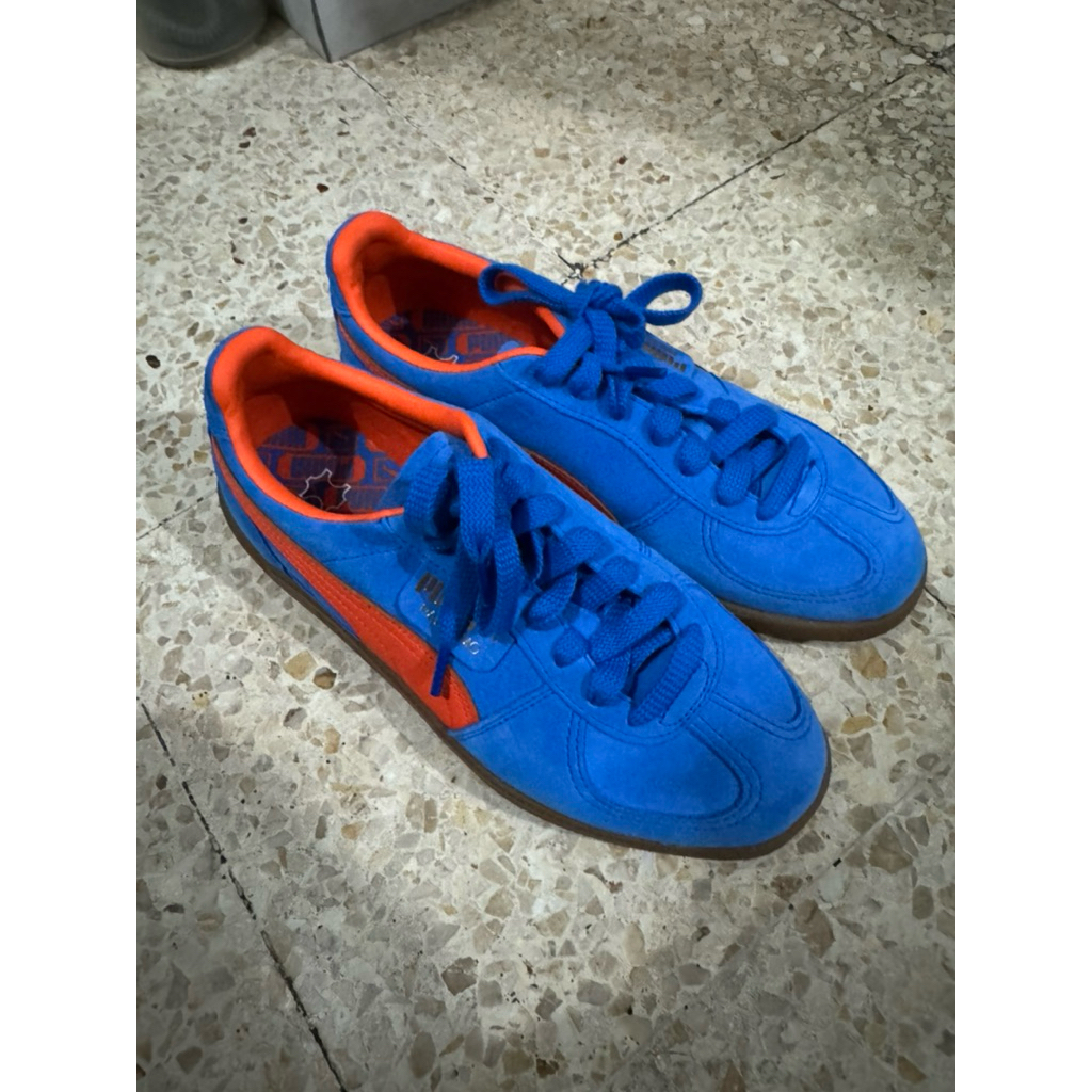 PUMA Palermo Shoes Hyperlink Blue Flame Flicker Gum - Preloved Sepatu Sneakers Unisex Wanita Pria