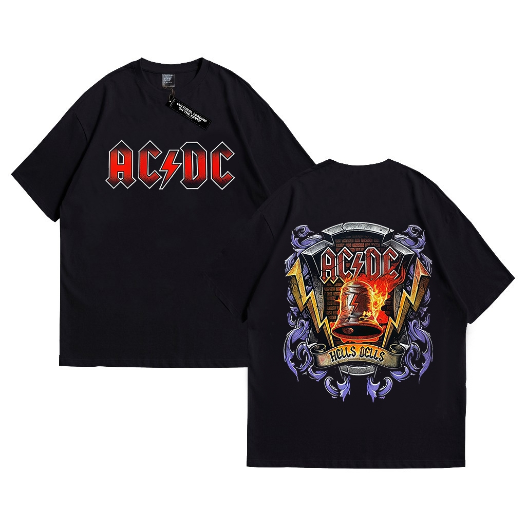 Bergaya ACDC Lengan Pendek Baju Distro Red Logo -TMLGB Cotton Combed 24s Kaos