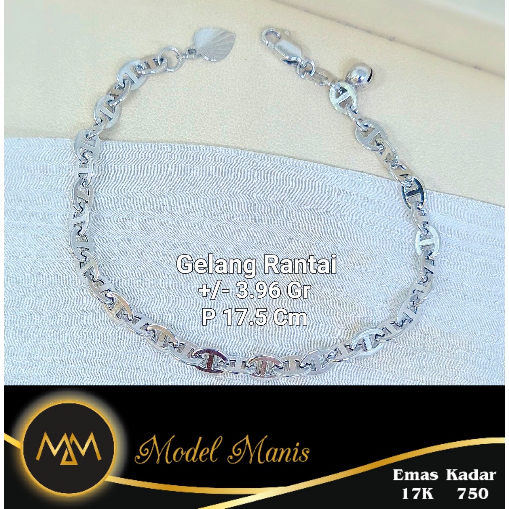 Model Manis Gold - Gelang Rantai Italy Putih - Emas 17k 750