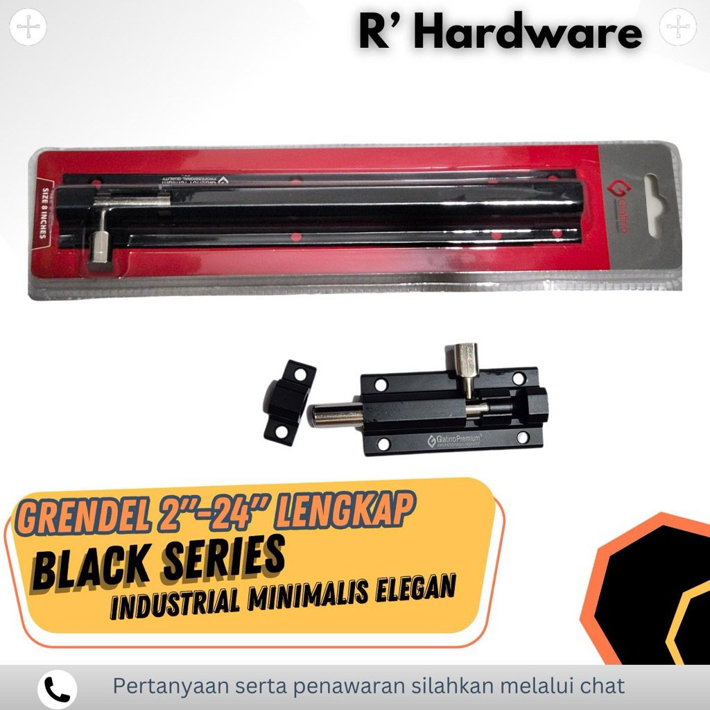 Grendel Berkualitas / Slot pintu / Warna Silver Berbagai Ukuran pendek hingga panjang