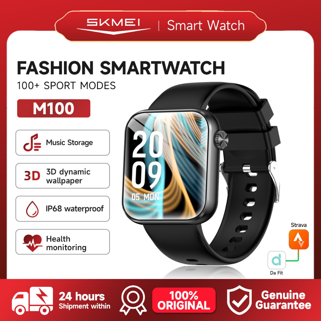 SKMEI M100 Smartwatch IP68 Waterproof Jam Tangan Pria Skmei Jam Pintar 1.85inci Touchscreen Smartwat