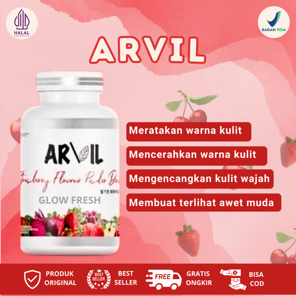 Arvil Gluta Drink Collagen Infus Whitening Booster Aman Bpom Halal