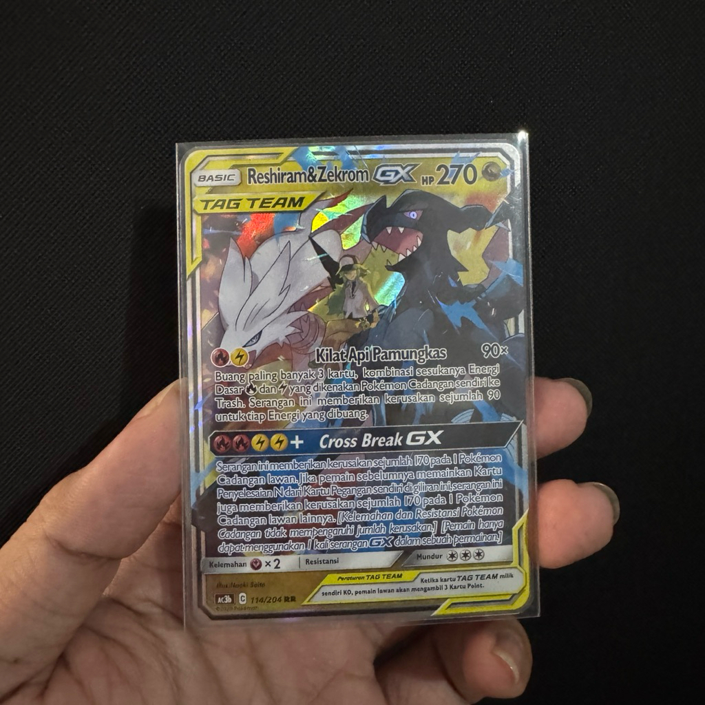 Reshiram Zekrom GX RR Ac3b 114/204 (ID) - Kartu Pokemon TCG