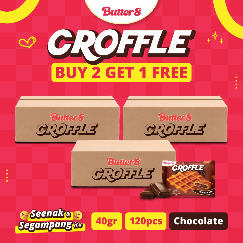 

[ BUTTER8 ] BELI 2 ctn GRATIS 1 ctn Croffle Chocolate Snack Premium Kekinian Ready to Eat 40gr