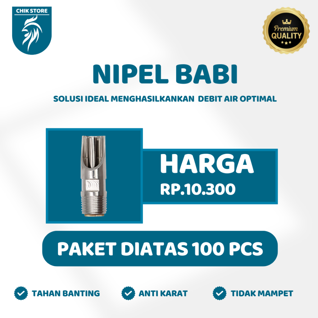 Alat Minum Hewan Stainless Babi Niple Drinker Nipple Drinker Babi Tempat Minum Dot Bahan